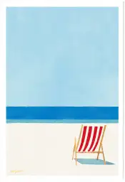 Affiche illustration transat plage vintage henry rivers