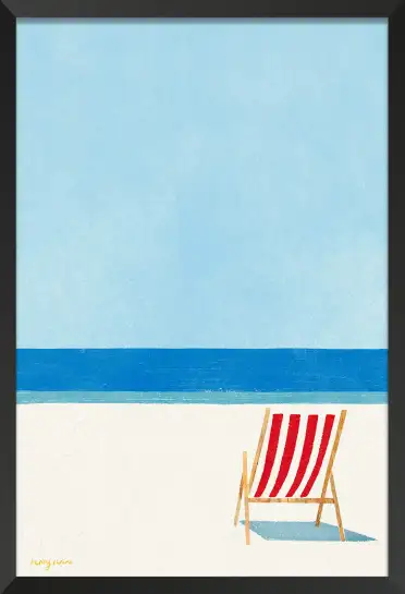 Affiche illustration transat plage vintage henry rivers