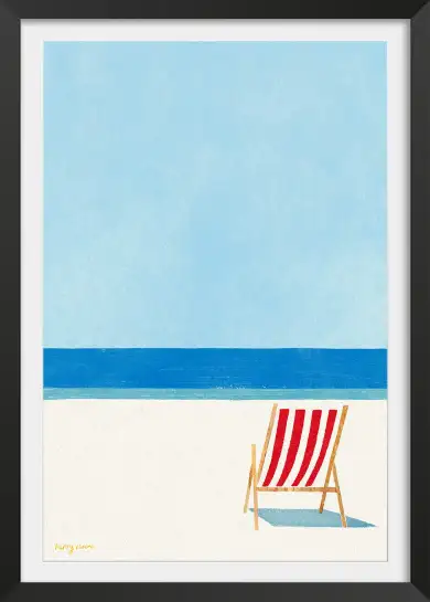 Affiche illustration transat plage vintage henry rivers