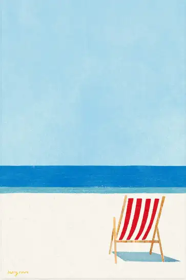 Affiche illustration transat plage vintage henry rivers