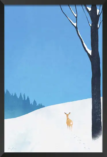 Affiche illustration cerf neige hiver Henry Rivers