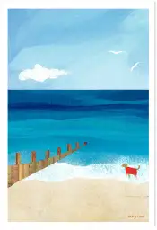 Balade avec un chien sur la plage, esprit vacances et liberté