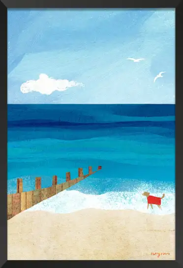 Balade avec un chien sur la plage, esprit vacances et liberté