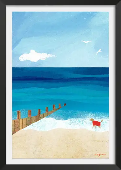 Balade avec un chien sur la plage, esprit vacances et liberté