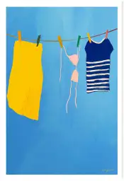 Linge d’été sous le ciel bleu, douceur des vacances