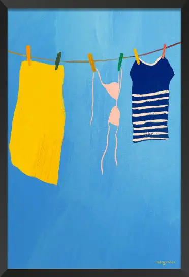 Linge d’été sous le ciel bleu, douceur des vacances