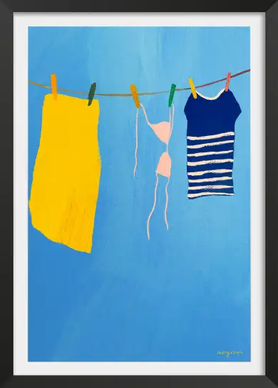 Linge d’été sous le ciel bleu, douceur des vacances