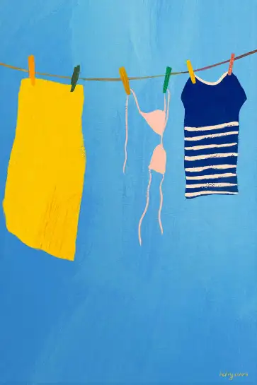 Linge d’été sous le ciel bleu, douceur des vacances