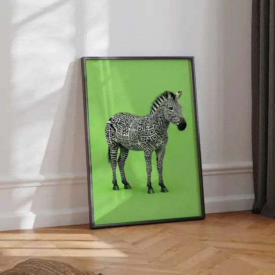 Affiche zèbre avec QR Code dans un style graphique moderne et insolite. Une décoration murale originale pour apporter une