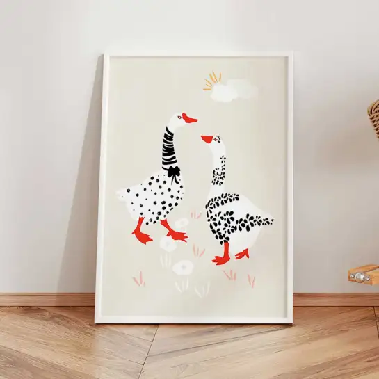 Affiche oies illustration animalière design