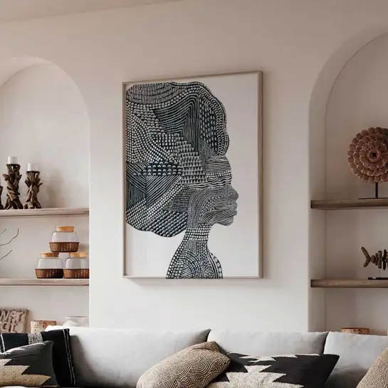 Affiche portrait abstrait noir et blanc graphique