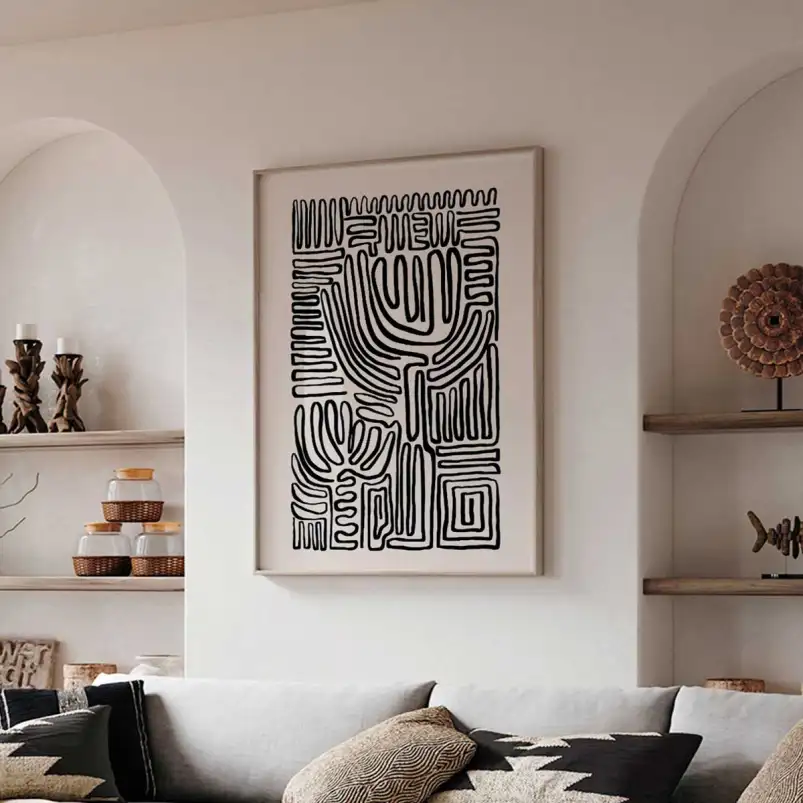 Affiche abstraite lignes noires graphiques