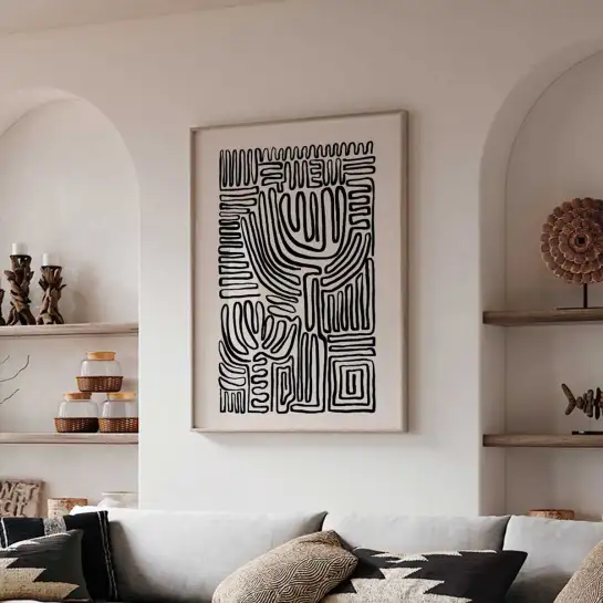 Affiche abstraite lignes noires graphiques