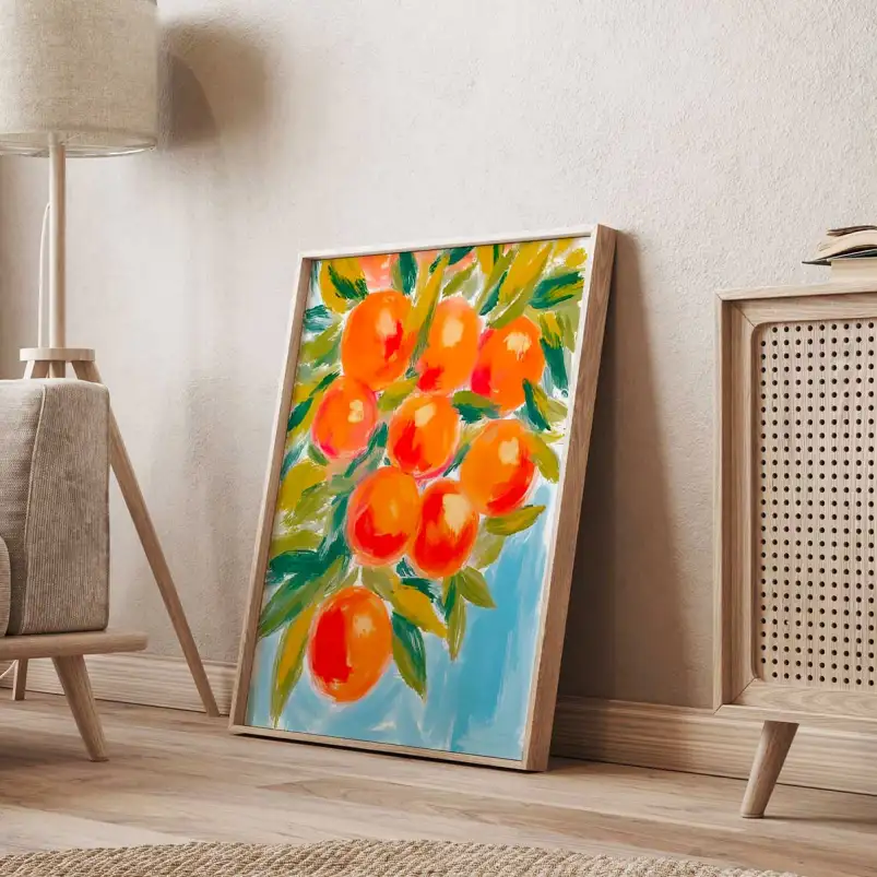 Affiche oranges nature morte méditerranéenne