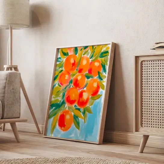 Affiche oranges nature morte méditerranéenne