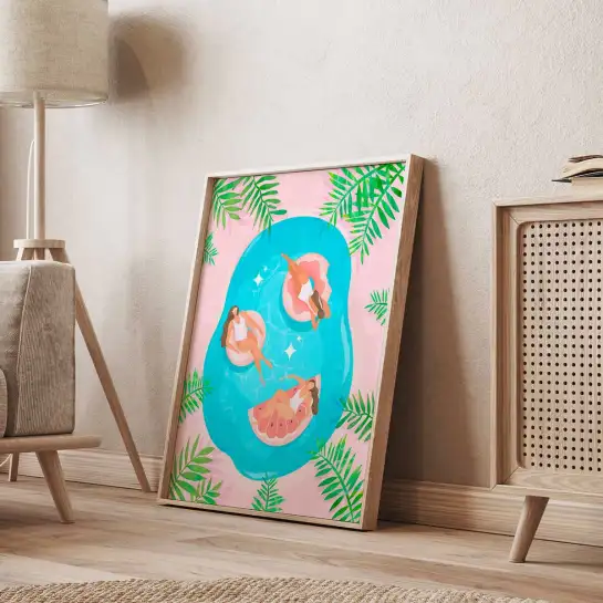 Affiche piscine vintage esprit Palm Springs