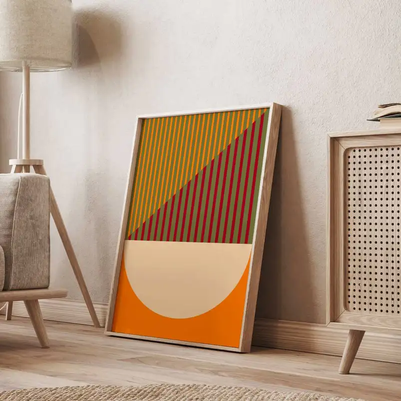 Affiche abstraite rayures et demi-cercle graphique