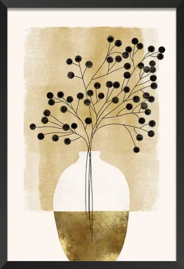 Affiche bouquet graphique doré - illustration florale minimaliste