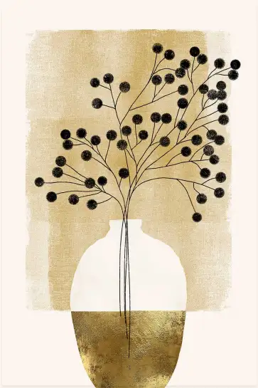 Affiche bouquet graphique doré - illustration florale minimaliste