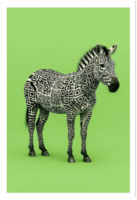 Affiche zèbre qr code - illustration graphique amusante