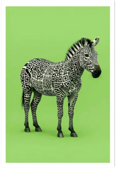 Affiche zèbre qr code - illustration graphique amusante
