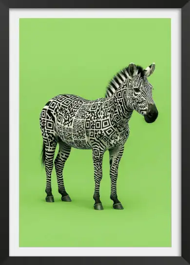 Affiche zèbre qr code - illustration graphique amusante