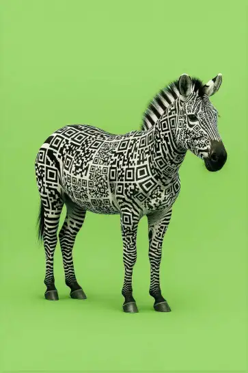 Affiche zèbre qr code - illustration graphique amusante
