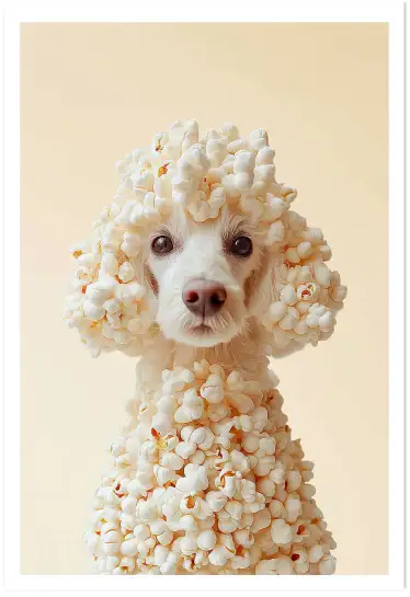 Affiche caniche popcorn - photo humour animalier
