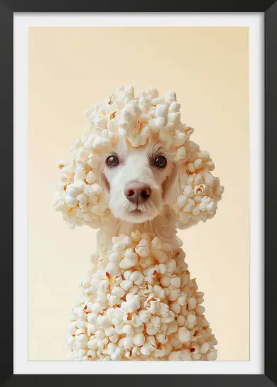 Affiche caniche popcorn - photo humour animalier