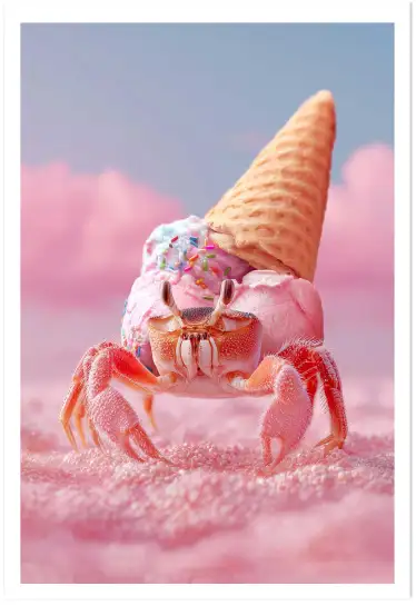 Affiche crab glace crème - photo humour surréaliste