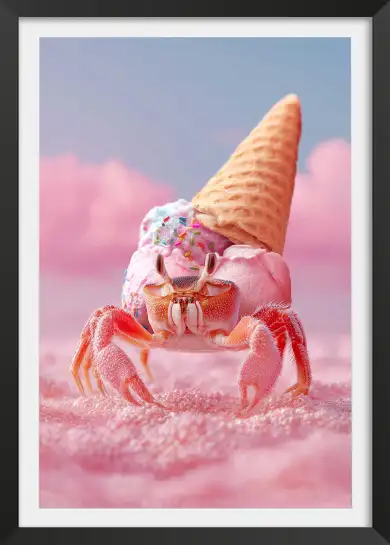 Affiche crab glace crème - photo humour surréaliste