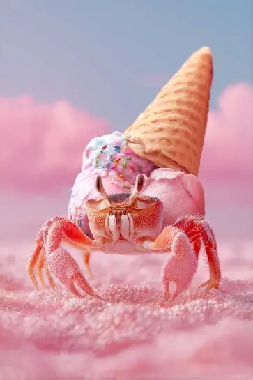 Affiche crab glace crème - photo humour surréaliste