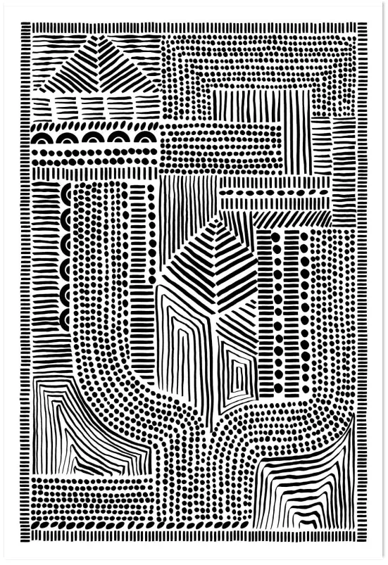 Affiche art abstrait linocut