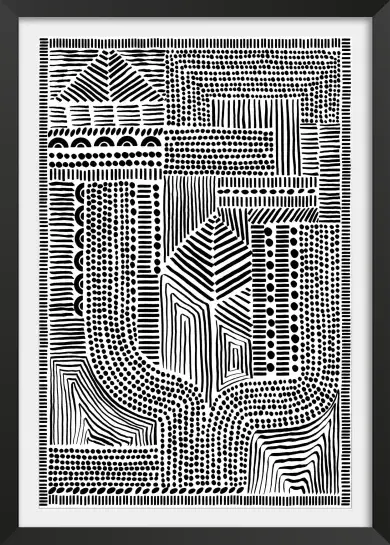 Affiche art abstrait linocut