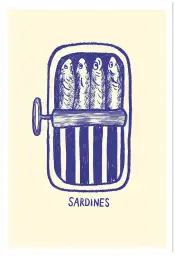 Affiche cuisine sardines bleu
