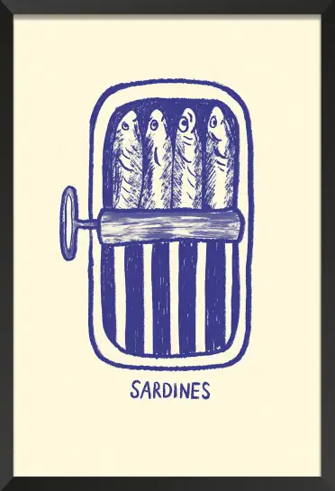 Affiche cuisine sardines bleu