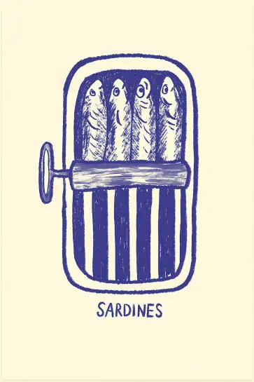 Affiche cuisine sardines bleu