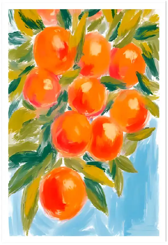 Affiche gouache agrumes d'été