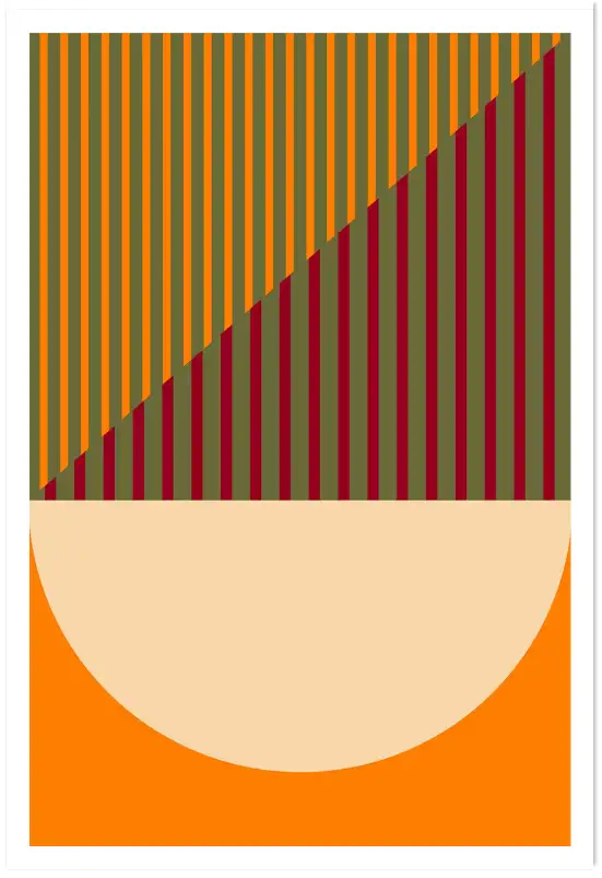 Affiche géométrique orange et vert