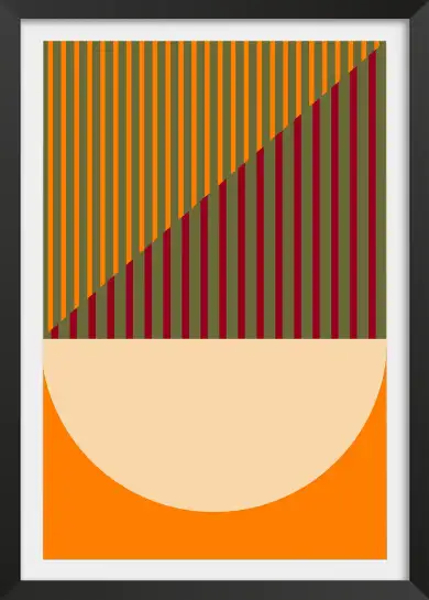 Affiche géométrique orange et vert