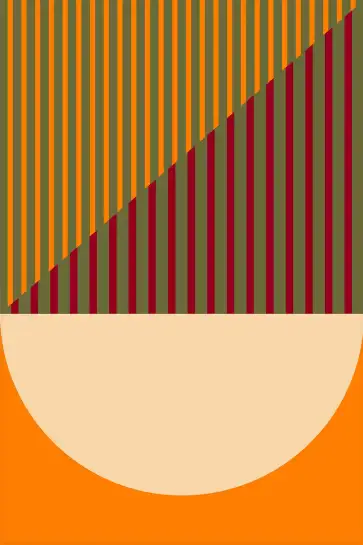 Affiche géométrique orange et vert