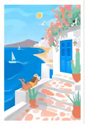 Affiche Grece vacances bord de mer