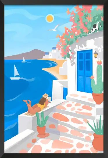 Affiche Grece vacances bord de mer