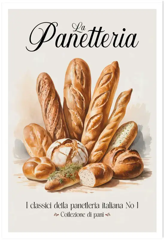 Affiche cuisine pains italiens