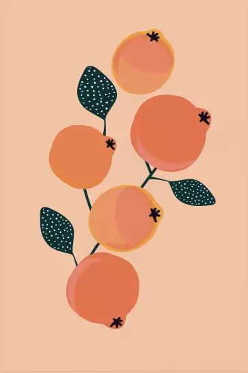 Vintage grenades orangées - affiche fruits