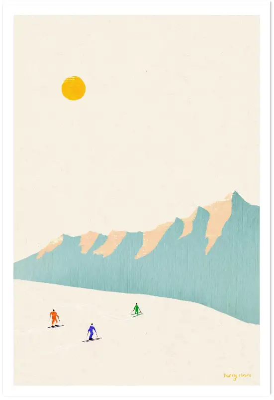 Affiche Poster Ski Montagne Hiver Henry Rivers