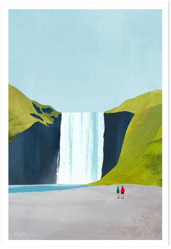 Affiche Poster Skieurs Station Hiver Henry Rivers