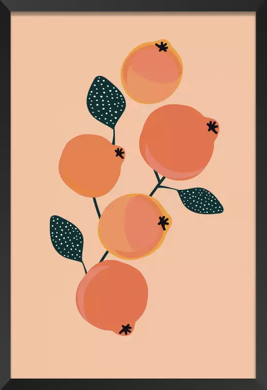 Vintage grenades orangées - affiche fruits