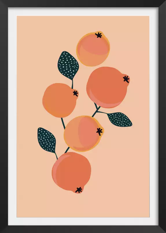 Vintage grenades orangées - affiche fruits