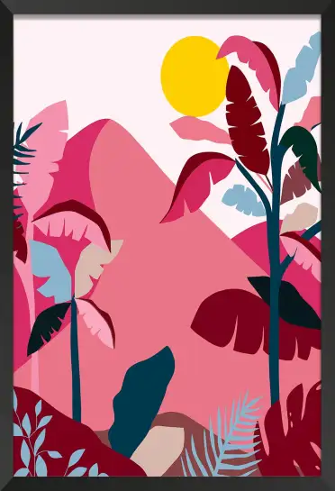 Affiche jungle tropicale rose